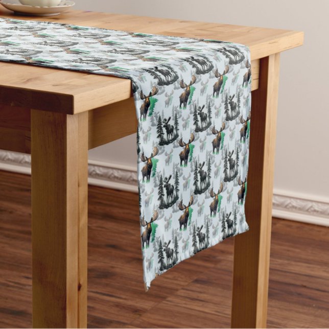 Elch Elch Antlers Deer Muster Design Kurzer Tischläufer (Von Creator hochgeladen)