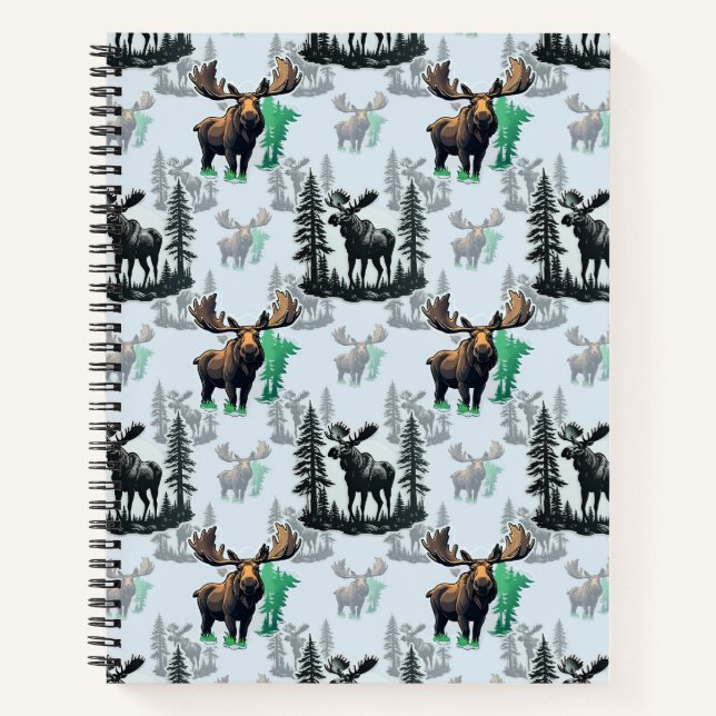 Elch Elch Antlers Deer Muster Design Notizbuch (Vorderseite)