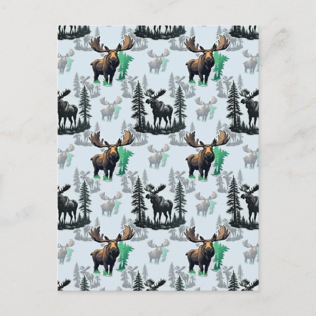Elch Elch Antlers Deer Muster Design Postkarte (Vorderseite)