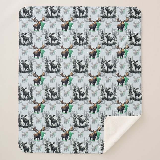 Elch Elch Antlers Deer Muster Design Sherpadecke (Vorderseite)