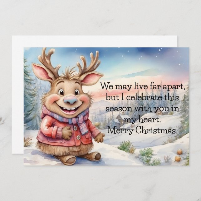 Elch Far Apart Feiertagskarte (Vorne/Hinten)