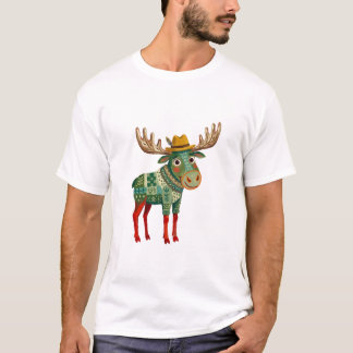 Elch-Fedora-T-Shirt Senfgelb Elch T-Shirt