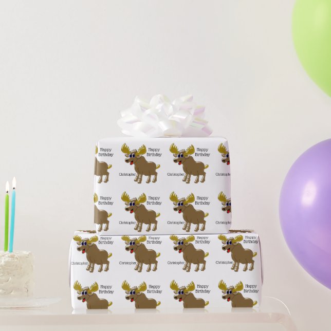 Elch Geburtstag Geschenkpapier (Partygeschenke)