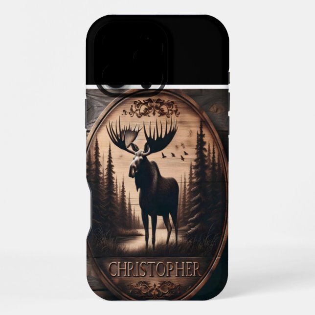 Elch-Holzschild iPhone Hülle (Rückseite)