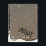Elch im Schnee Magnetkarte<br><div class="desc">Vintage Arbeiten von John Bauer,  die einen Elch darstellen,  der zwischen zwei Bäumen stehend ist.</div>