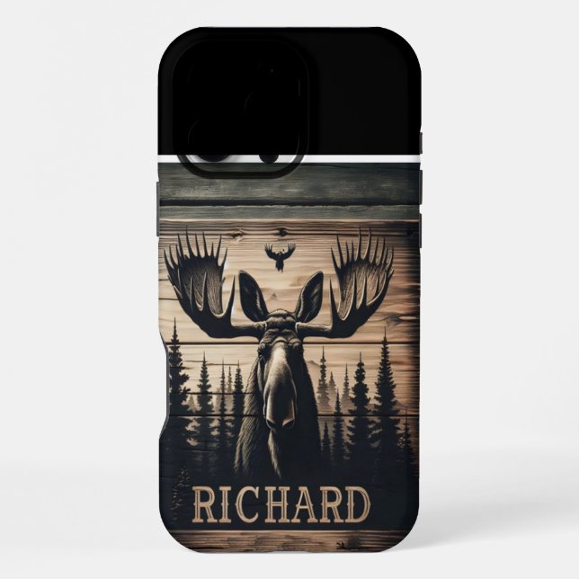 Elch Im Wald Schild iPhone Hülle (Rückseite)