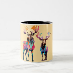 Elch ist Gewartet, um einer Herde beizutreten Zweifarbige Tasse