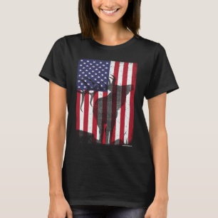 Elch Jagd Bugling Bull US Flag American Retro T-Shirt
