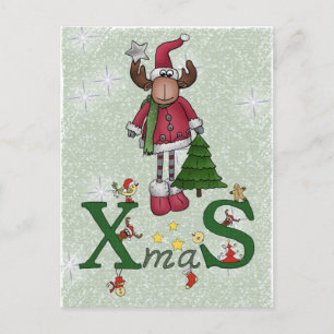 Elch mit Baum Feiertagspostkarte