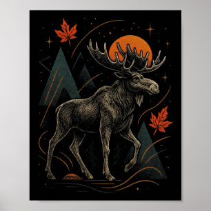 Elch Natur Wildnis Herbst Abenteuer Wald Poster