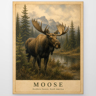 Elch Nördliche Wälder VINTAGE Postkarte