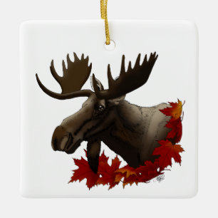 Elch-Rotahorn Ahornblätter Keramikornament