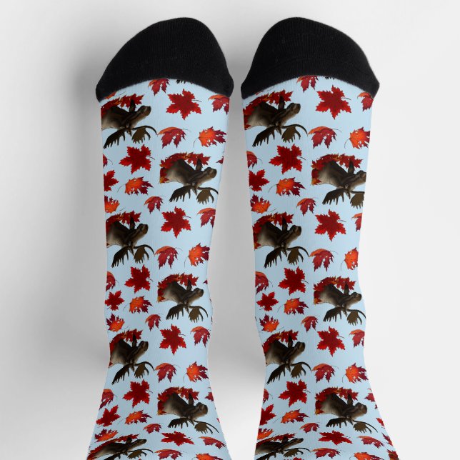 Elch Rote Ahornblätter  Socken (Oben)