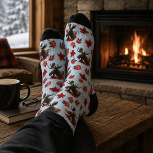 Elch Rote Ahornblätter Socken