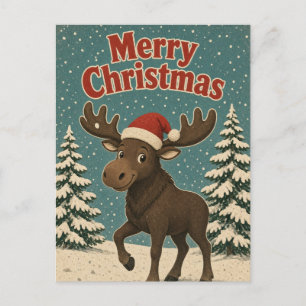 Elch Schnee Kiefer Tier Weihnachten Postkarte