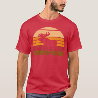 Elch Sonnenuntergang Tier lustig T-Shirt