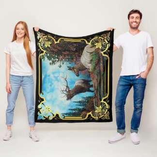 Elch, Stier und Kuh im Wald von Montana Vlies Blan Fleecedecke