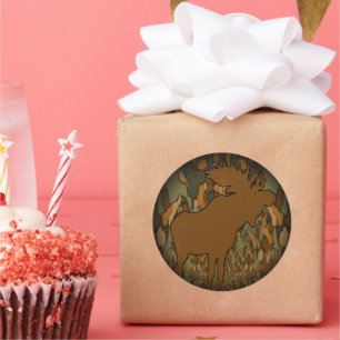 Elch-Tarnung Geschenke und Einladungen Runder Aufkleber