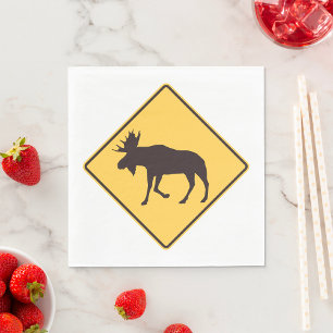 Elch-Übergangs-Warnschild Wildtiersicherheit Serviette