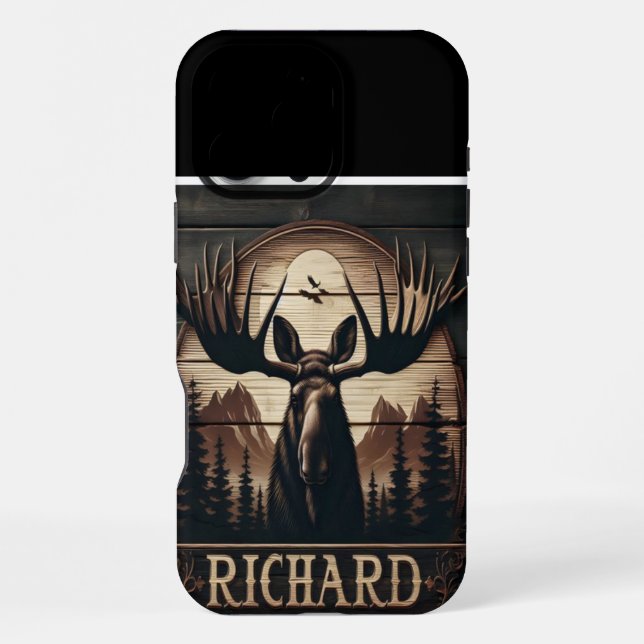 Elch-und Bergschild iPhone Hülle (Rückseite)