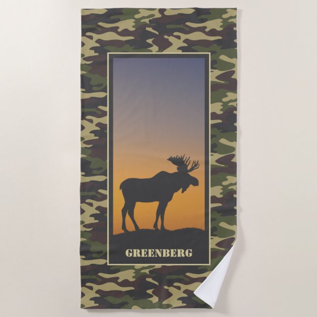 Elch und Camouflage Strandtuch (Vorderseite)