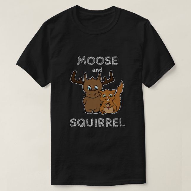 Elch und Eichhörnchen mit klassischem Text T-Shirt (Design vorne)