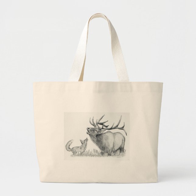 Elch und FOX Jumbo Stoffbeutel (Vorne)