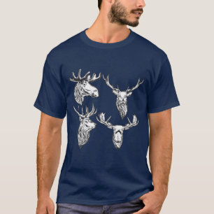 Elch- und Hirsch-Jagd im Vintage-Stil Design T-Shirt