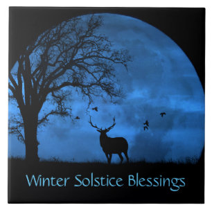 Elch und Mond Wintersolstice Fliese