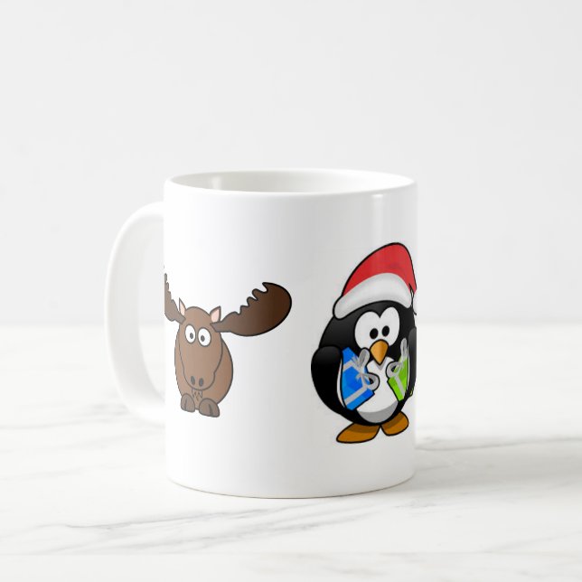 Elch- und Penguin-Tasse Kaffeetasse (Vorderseite Links)
