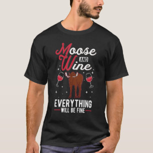 Elch und Wein Skandinavien Elchgeweih Elch T-Shirt