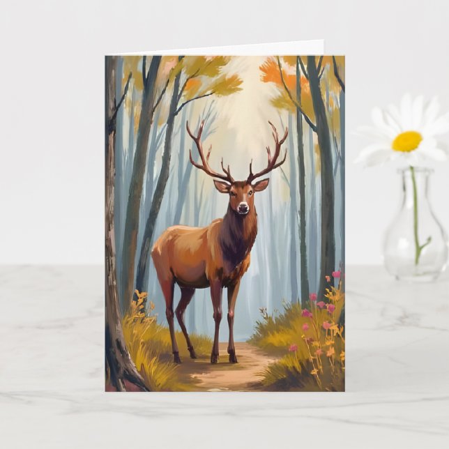 Elch-Wald-Aquarell-Landschaft Karte (Kleine Pflanze)
