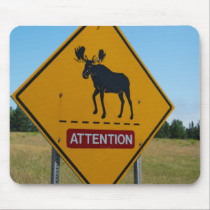 Elch-Warnschild Mousepad