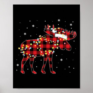 Elch-Weihnachten Rot Kariert Büffel Schlafanzug pa Poster