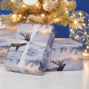 Elch Weihnachtsfeiertag Schöner Elch im Schnee Geschenkpapier
