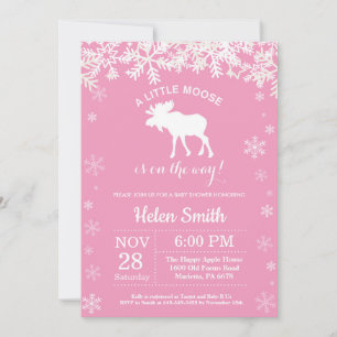 Elch Winter Mädchen Baby Shower Schneeflocke Einladung