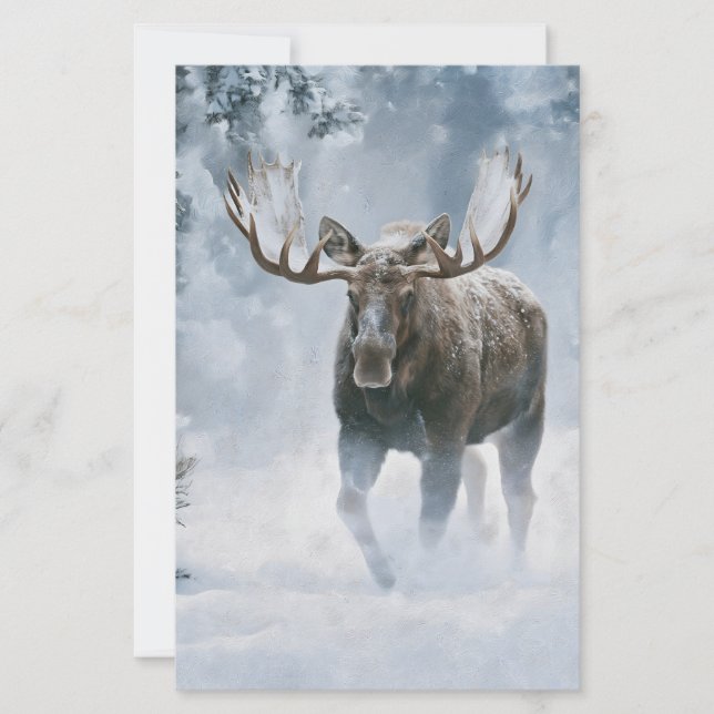Elchbulle durchquert borealen Schnee Briefpapier (Vorderseite)