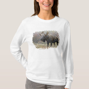 Elchbulle im Schneesturm mit Espenbäumen T-Shirt