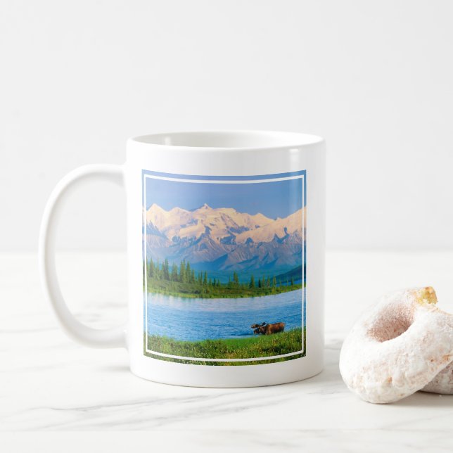 Elchbulle im Wonder Lake Kaffeetasse (Mit Donut)
