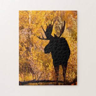 Elche (Alces Alces) Bull in Golden Willows 2 Puzzle