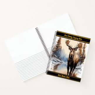 Elche an einem ruhigen Winterfluss Notizbuch