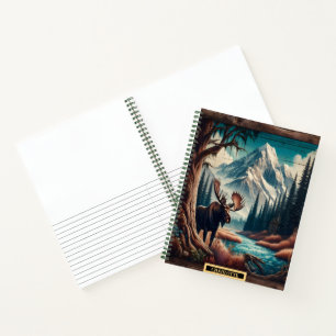 Elche an friedlicher Flussseite bei Dämmerung Notizbuch