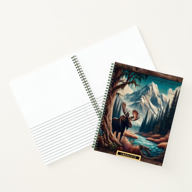 Elche an friedlicher Flussseite bei Dämmerung Notizbuch (Innenseite)