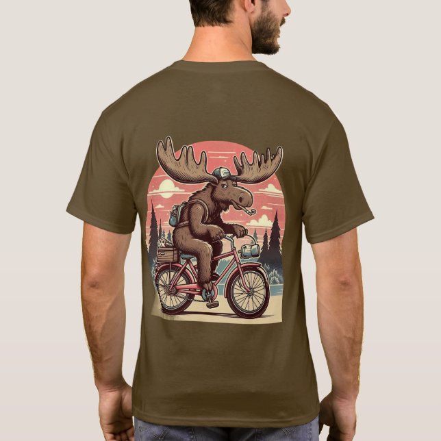 Elche auf dem Fahrrad Klassischer T - Shirt (Rückseite)
