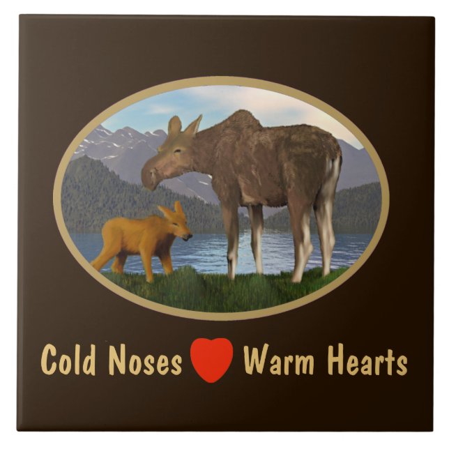 Elche auf der Wiese Fliese (Vorderseite)