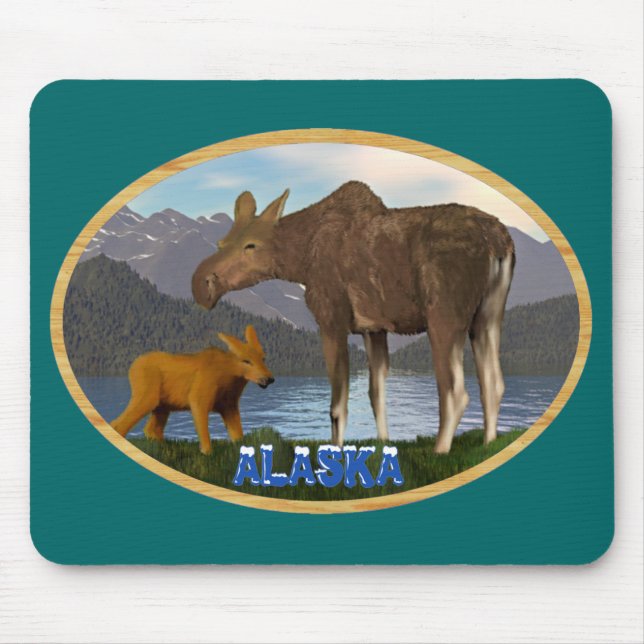 Elche auf der Wiese Mousepad (Vorne)