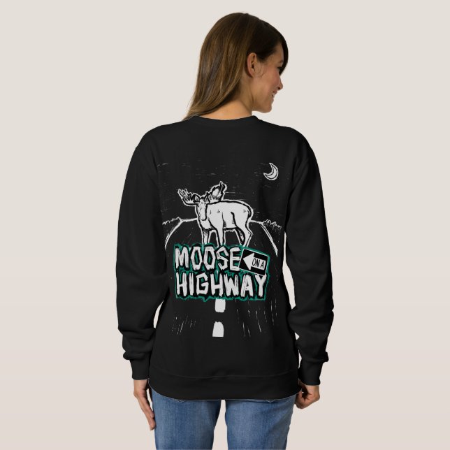 Elche auf einem Highway Sweatshirt (Women's) (Schwarz voll)