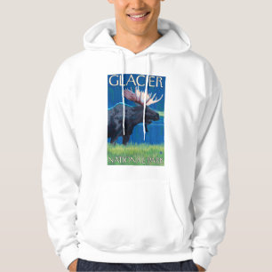 Elche bei Nacht - Glacier National Park, MT Hoodie
