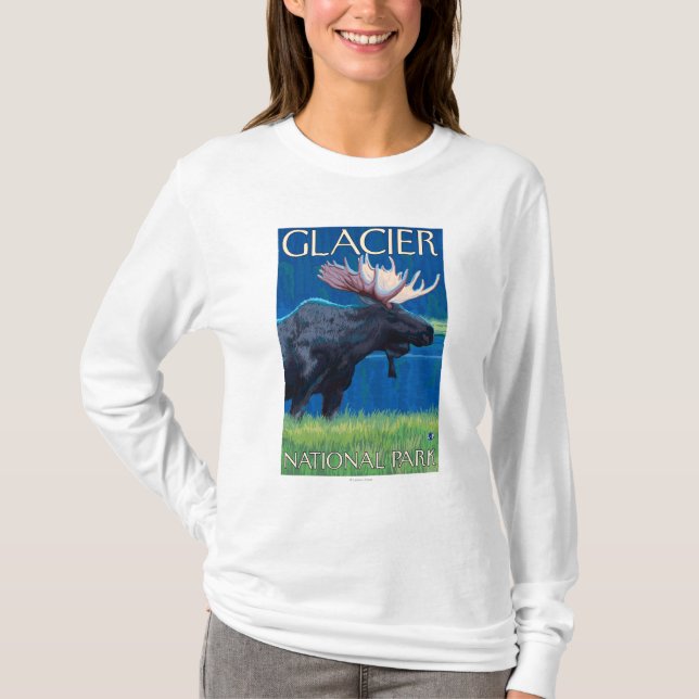 Elche bei Nacht - Glacier National Park, MT T-Shirt (Vorderseite)