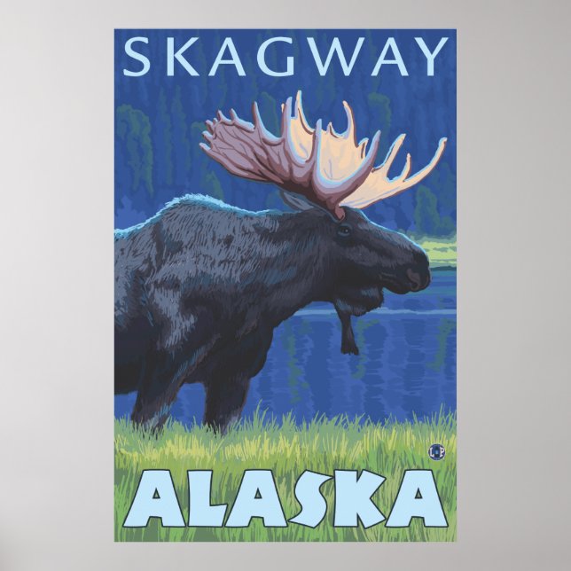 Elche bei Nacht - Skagway, Alaska Poster (Vorne)